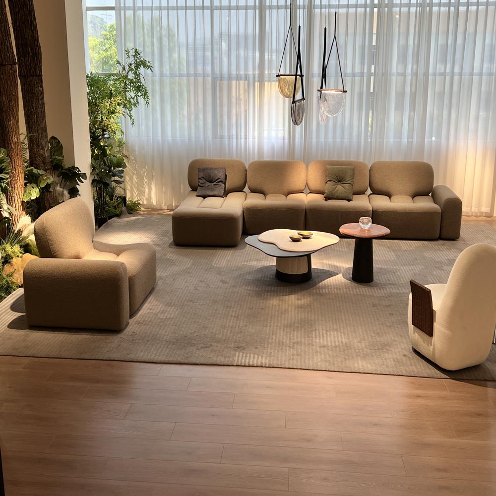 Modern Fabric Curved Modular Sofa Villa Living Room Couch