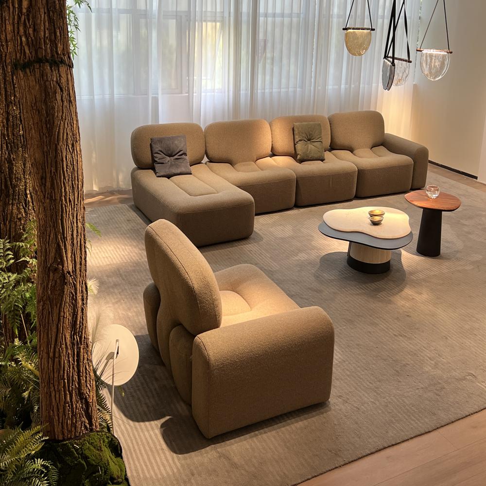 Modern Fabric Curved Modular Sofa Villa Living Room Couch