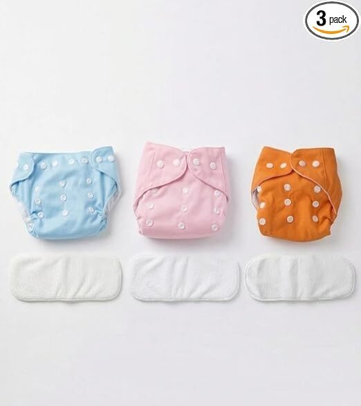 Reusable Cloth Diapers Pack of 3 with Inserts