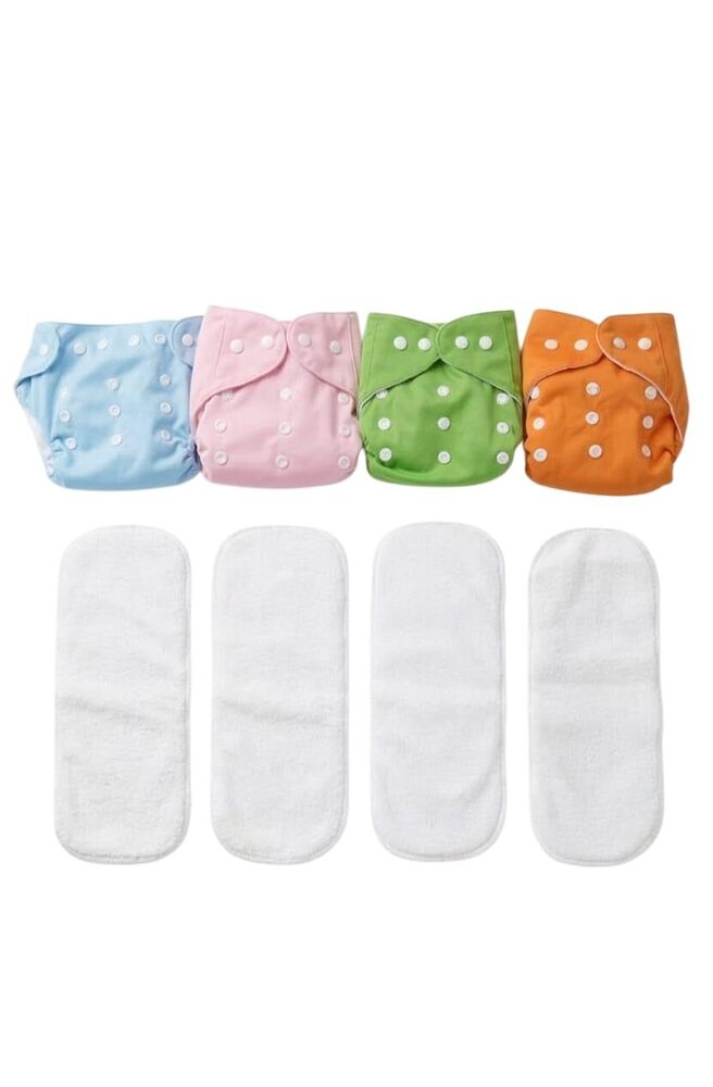 Reusable Cloth Diapers Pack of 4 with Inserts