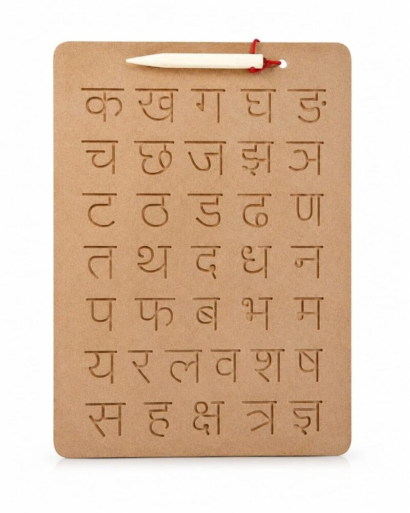 Wooden Hindi Alphabet Tracing Board for Kids