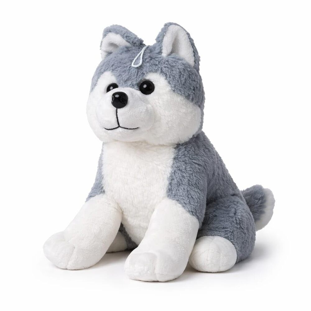 Grey Husky Dog Soft Toy with Glitter Eyes