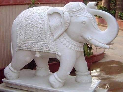 White Marble Elephant Statue