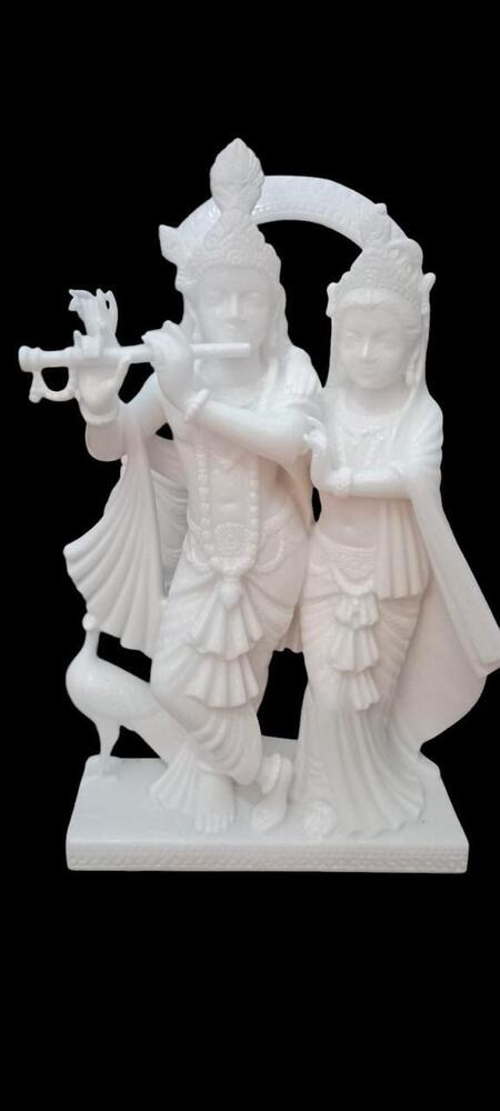 White Radha Krishna Marble Statue