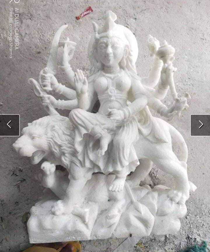 White Maa Durga Marble Statue