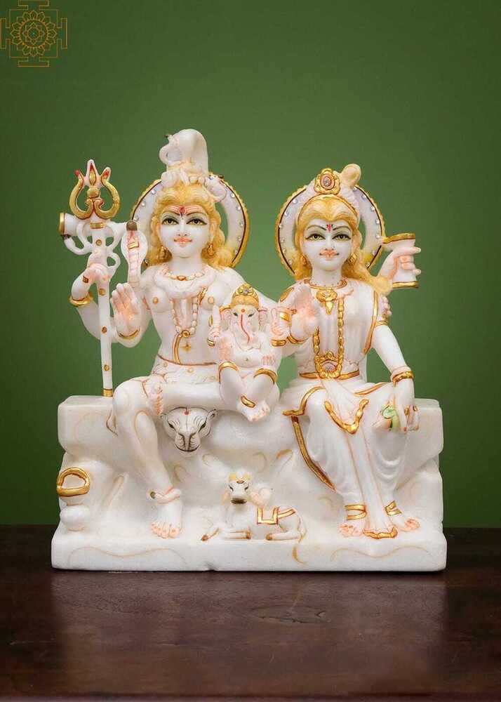 White Shiv Pariwar Marble Statue