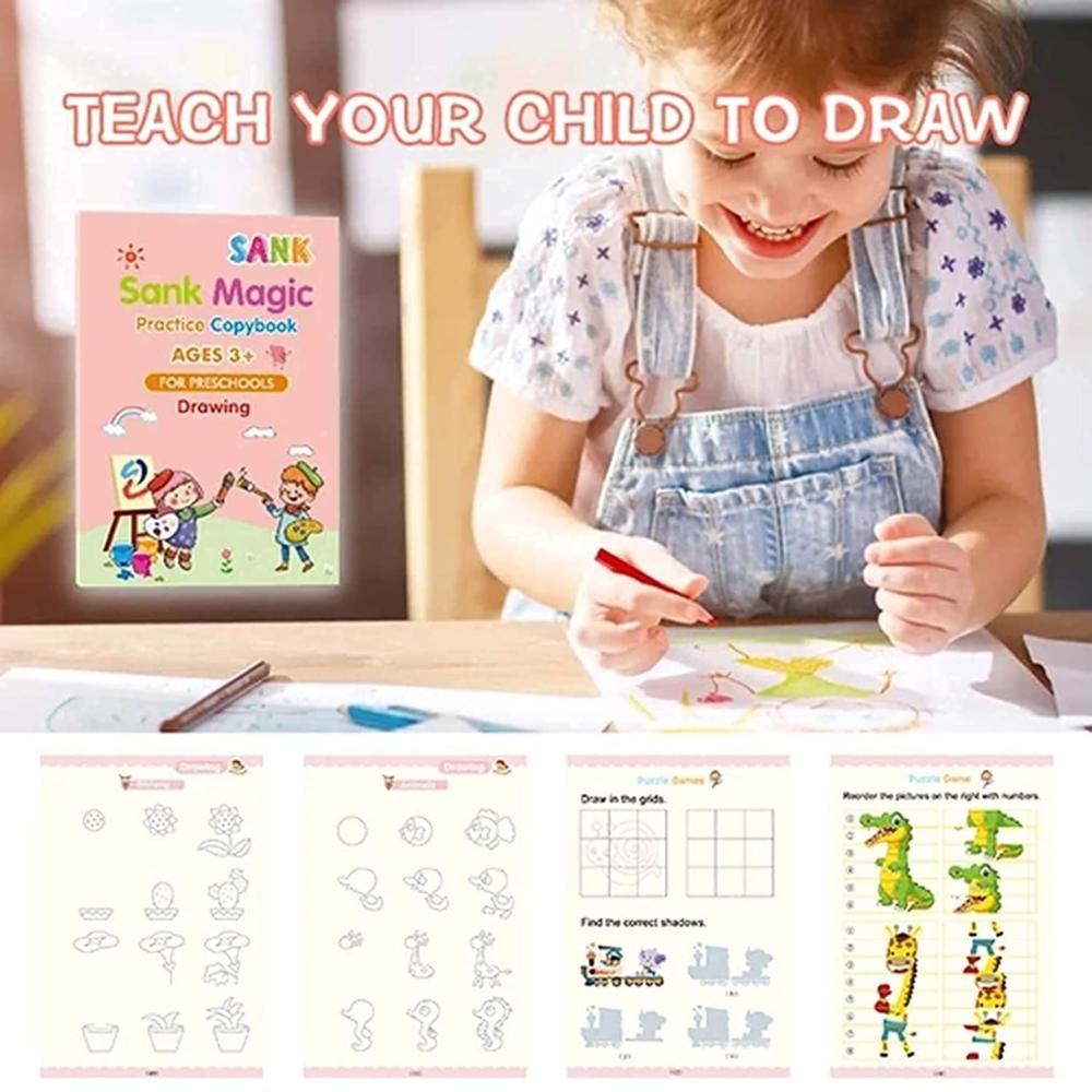 4 PCS Sank Magic Practice Copybook for Kids