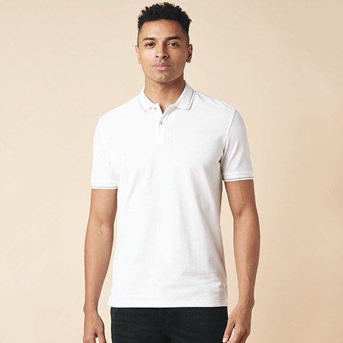 Mens White Cotton Polo Tshirt