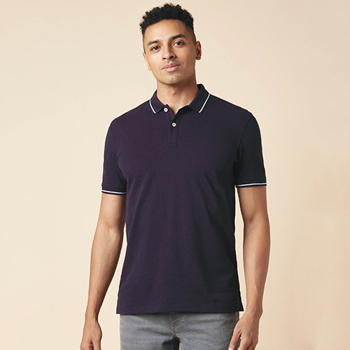 Mens Navy Blue Cotton Polo Tshirt