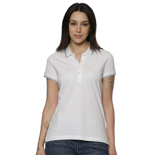Ladies White Cotton Polo T-Shirt - Age Group: Adults