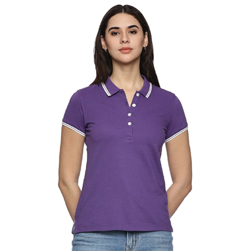 Ladies Purple Cotton Polo Tshirt