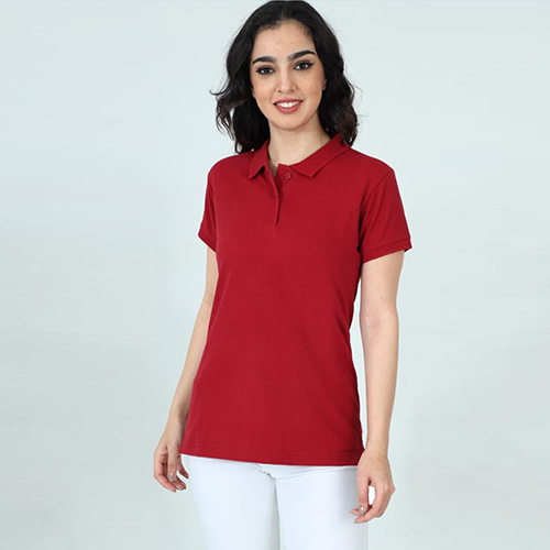 Ladies Maroon Red Bourges Classic Polo Tshirt