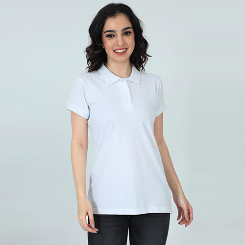 Ladies White Bourges Classic Polo Tshirt