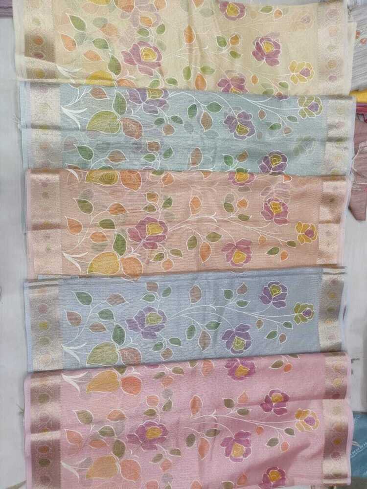 Computer embriodery work on organza saree