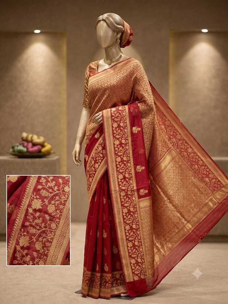 Pure khaddi georgette saree with skirt design pattern and brocade blouse