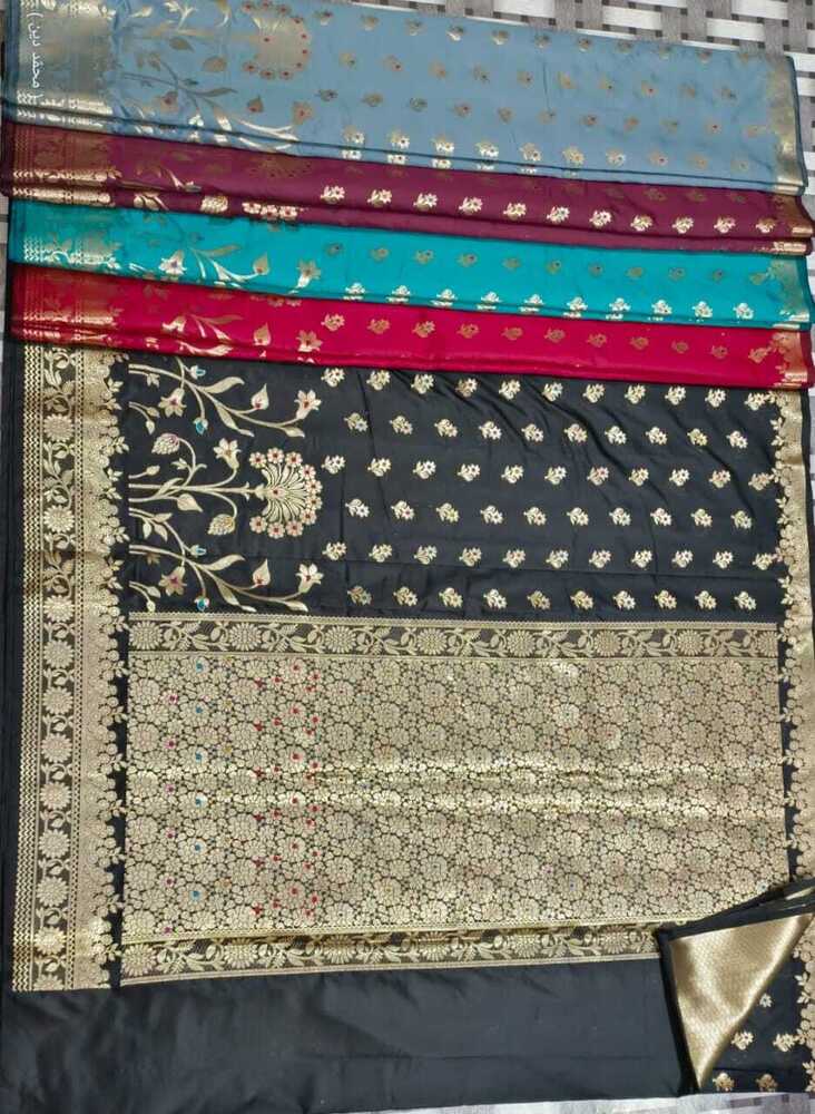 Small flars woth meena woven and skirt patter saree with brocade blouse dupian fabric