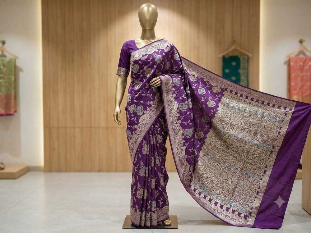 Soft mixed fabric with self colour matching jaal design