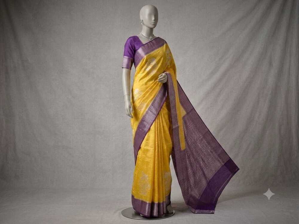 Paper Silk Saree with Antique Zari Design