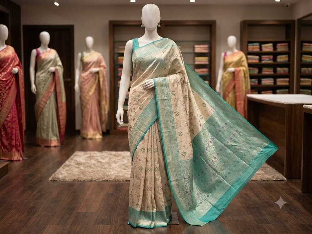 Pastel Silk Saree with Meenakari Weaving