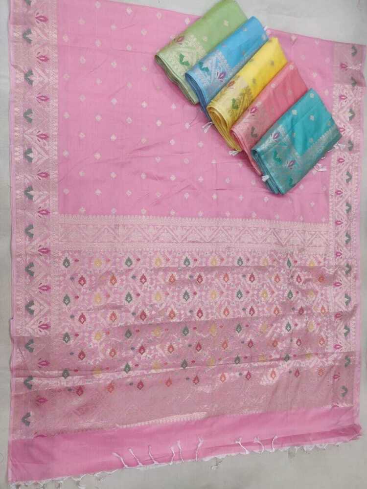 Pure Chiniya Silk Saree with Meenakari Design