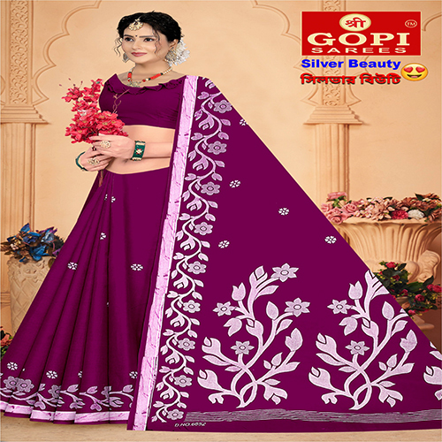 Dark Purple Color Silver Beauty Saree Dark Purple Color Silver Beauty Saree