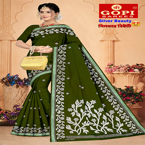 Green Color Silver Beauty Saree Green Color Silver Beauty Saree