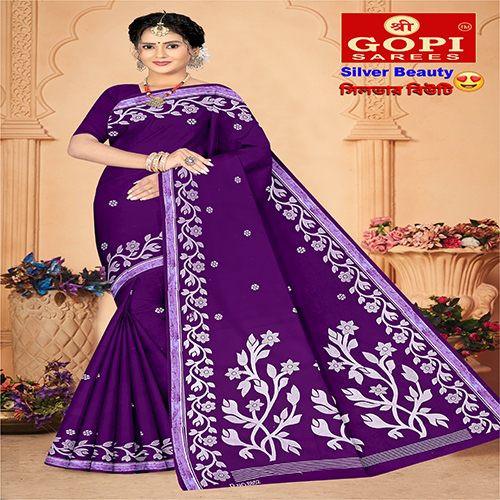 Purple Color Silver Beauty Saree