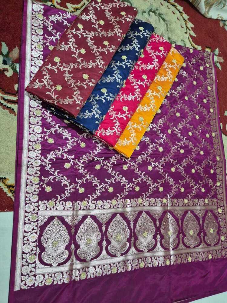 Kataan saree with full hand zardozi work and stone embellishment
