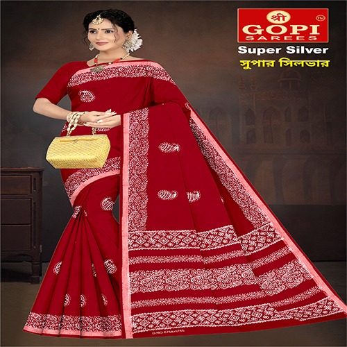 Super Silver Red Color Saree Super Silver Red Color Saree