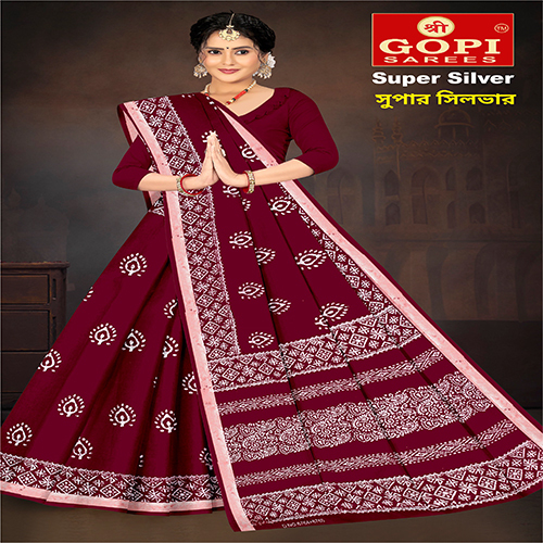 Super Silver Red Color Saree