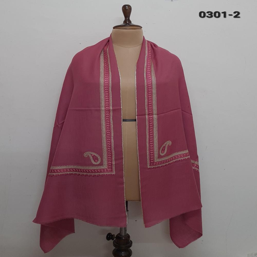Pure wool Zari Resham embroidered border stole