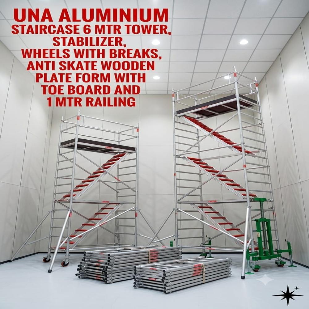 Aluminum Mobile Tower With Wheels Scaffolding - Color: Yellow