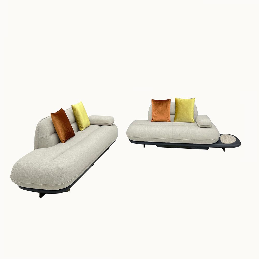 Italian Minimalist Low Slung Fabric Sofa, Versatile Designer Living Room Lounge Sofa