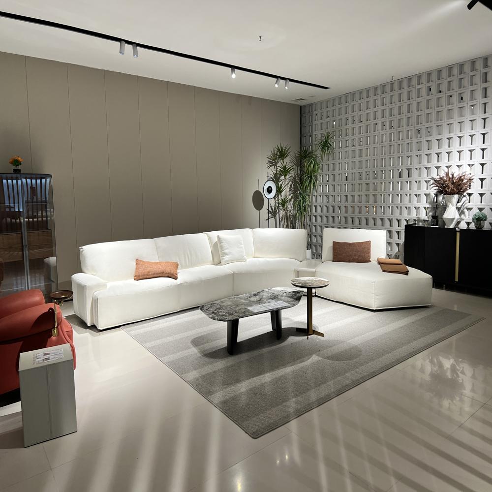 Modern Curved Modular Fabric Sectional Sofa, Oversized Deep Seat Designer Corner Sofa