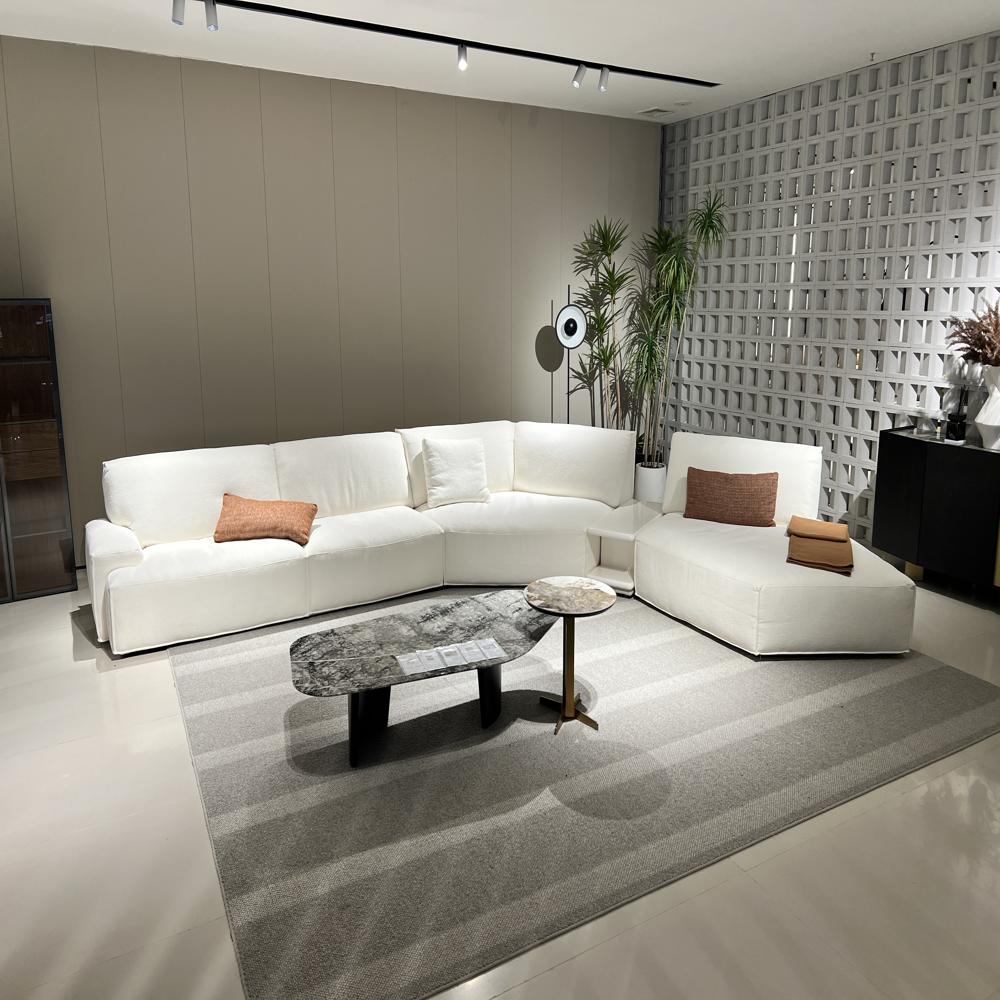 Modern Curved Modular Fabric Sectional Sofa, Oversized Deep Seat Designer Corner Sofa