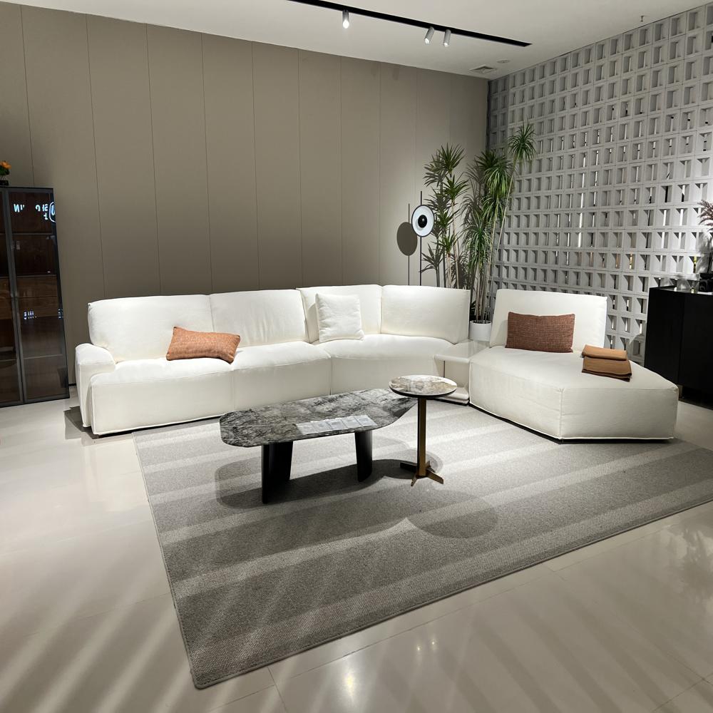 Modern Curved Modular Fabric Sectional Sofa, Oversized Deep Seat Designer Corner Sofa