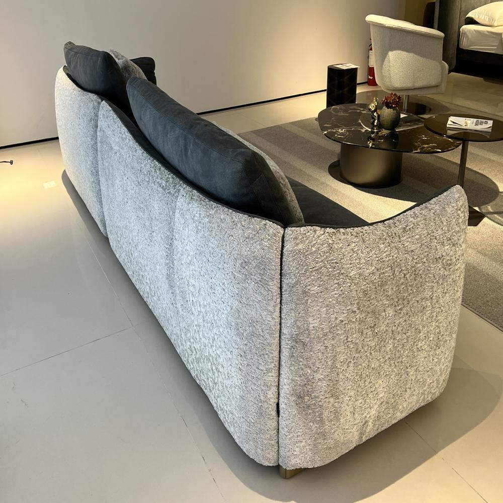 Italian Minimalist Contrast Fabric Sofa, Two-Tone Design Sectional Couch