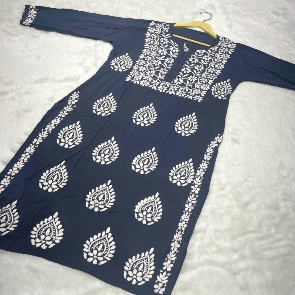 Blue Modal Kurti - Bust Size: 32-44 Inches (Available In Multiple Sizes)