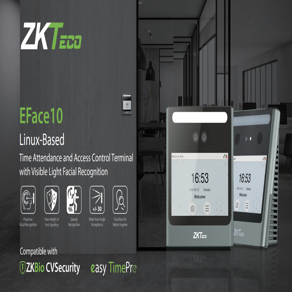 Zkteco Eface10 - Features: Visible Light Facial Recognition