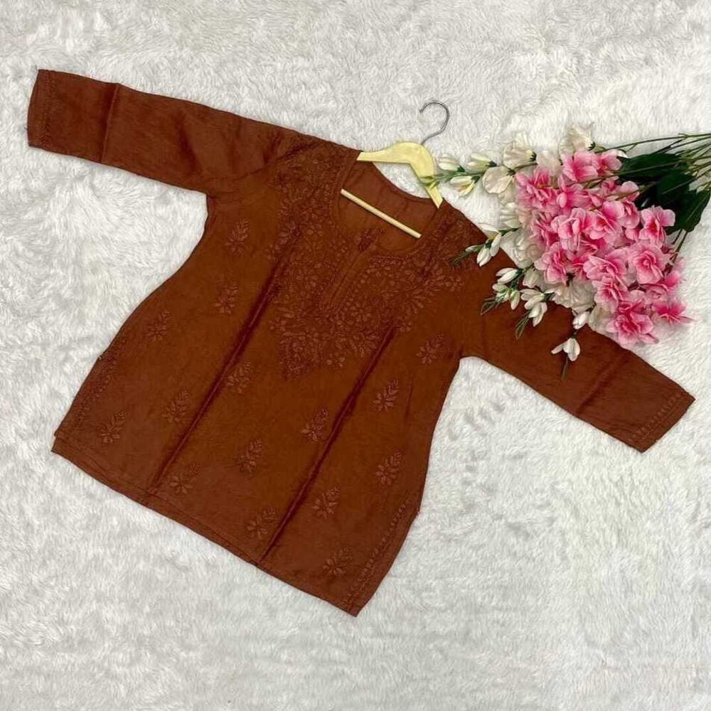 Chanderi Short Top - Bust Size: M: 38