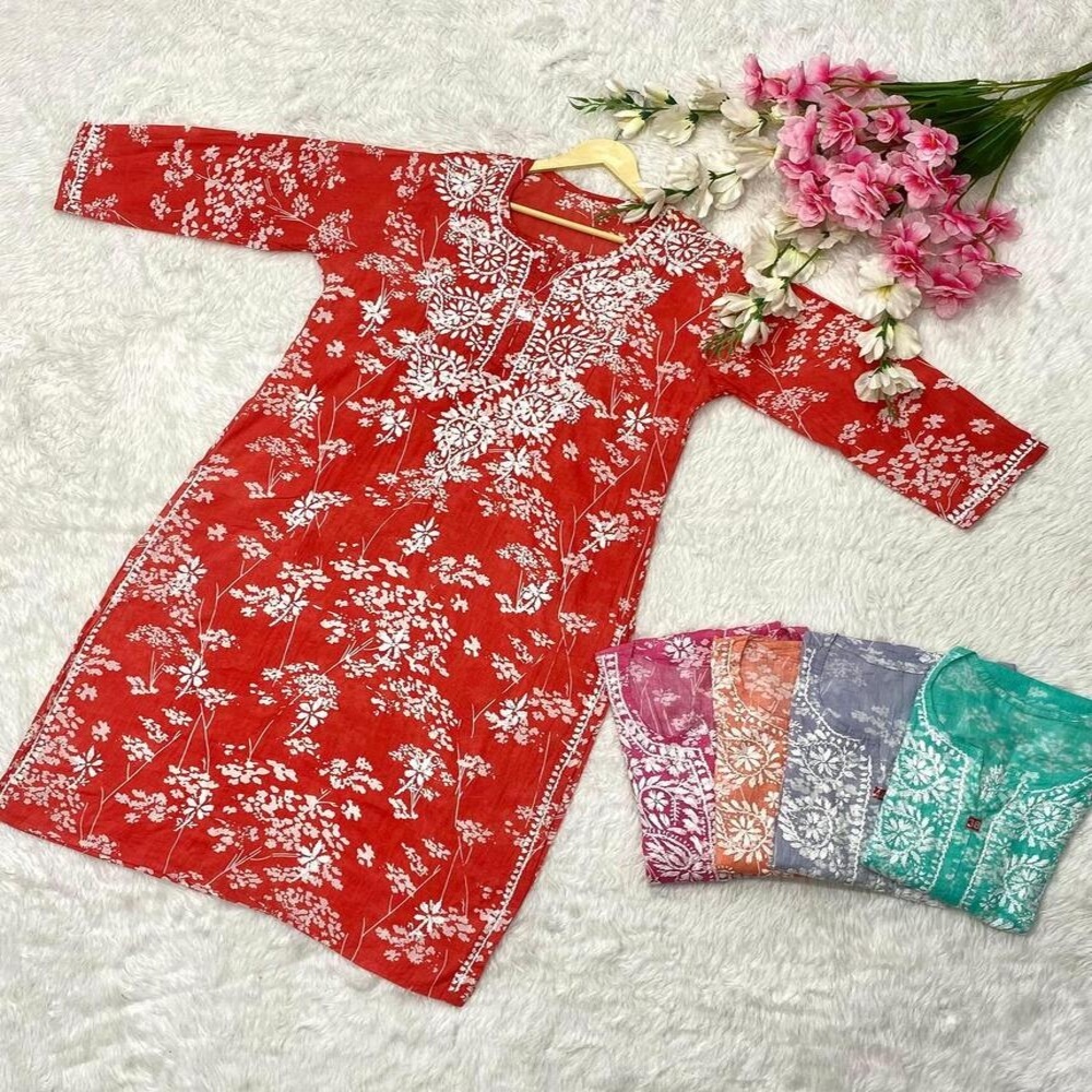 Fancy Mul Mul Kurti - Bust Size: 36 / 38 / 40 / 42 / 44 (Varies By Size)