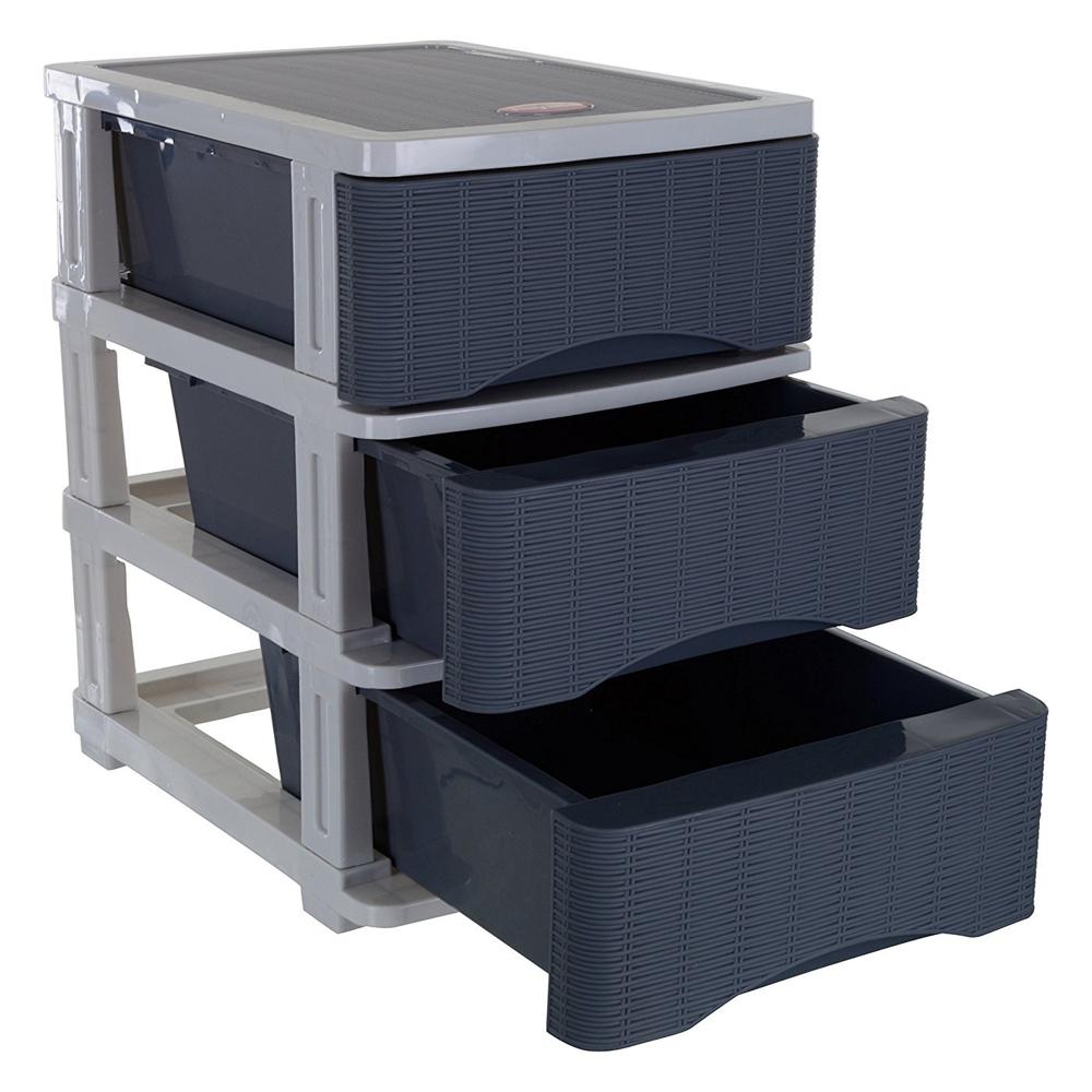 Nayasa Cane Tuckins Storage Drawer Organizer, Multipurpose Plastic Storage Cabinet For Clothes, Toys, Documents, Kitchen Essentials And Household Items, Grey