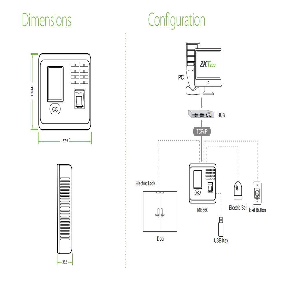 Zkteco Mb360 - Data Capacity: 1