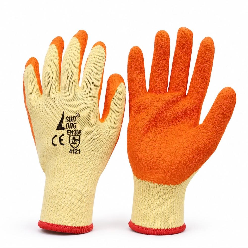 Sunlong Latex Dip Gloves - Latex Material, Full Finger Style, Blue/black Color | Enhanced Grip, Durable Design For Versatile Use