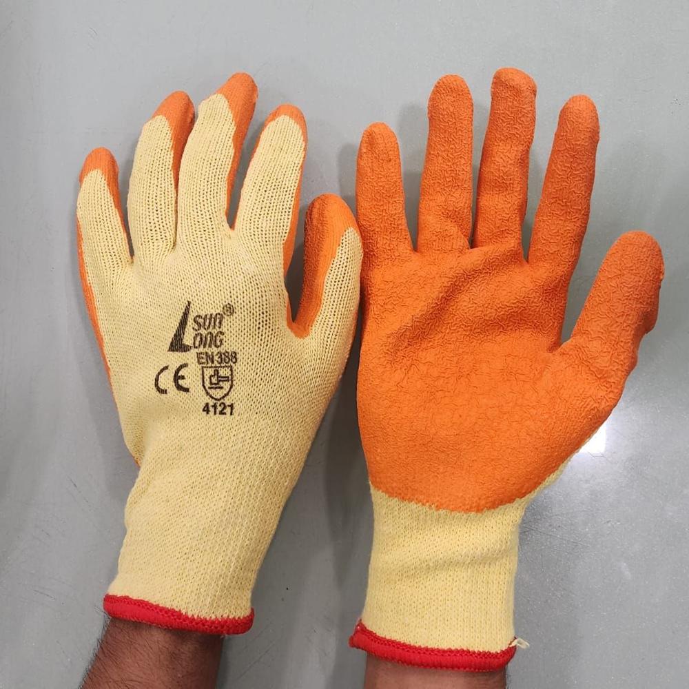 Sunlong Latex Dip Gloves - Latex Material, Full Finger Style, Blue/black Color | Enhanced Grip, Durable Design For Versatile Use