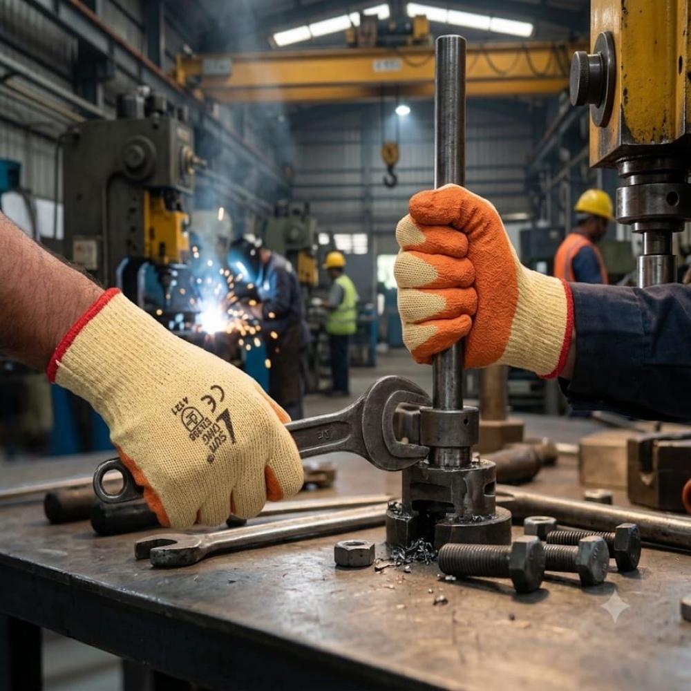 Sunlong Latex Dip Gloves - Latex Material, Full Finger Style, Blue/black Color | Enhanced Grip, Durable Design For Versatile Use