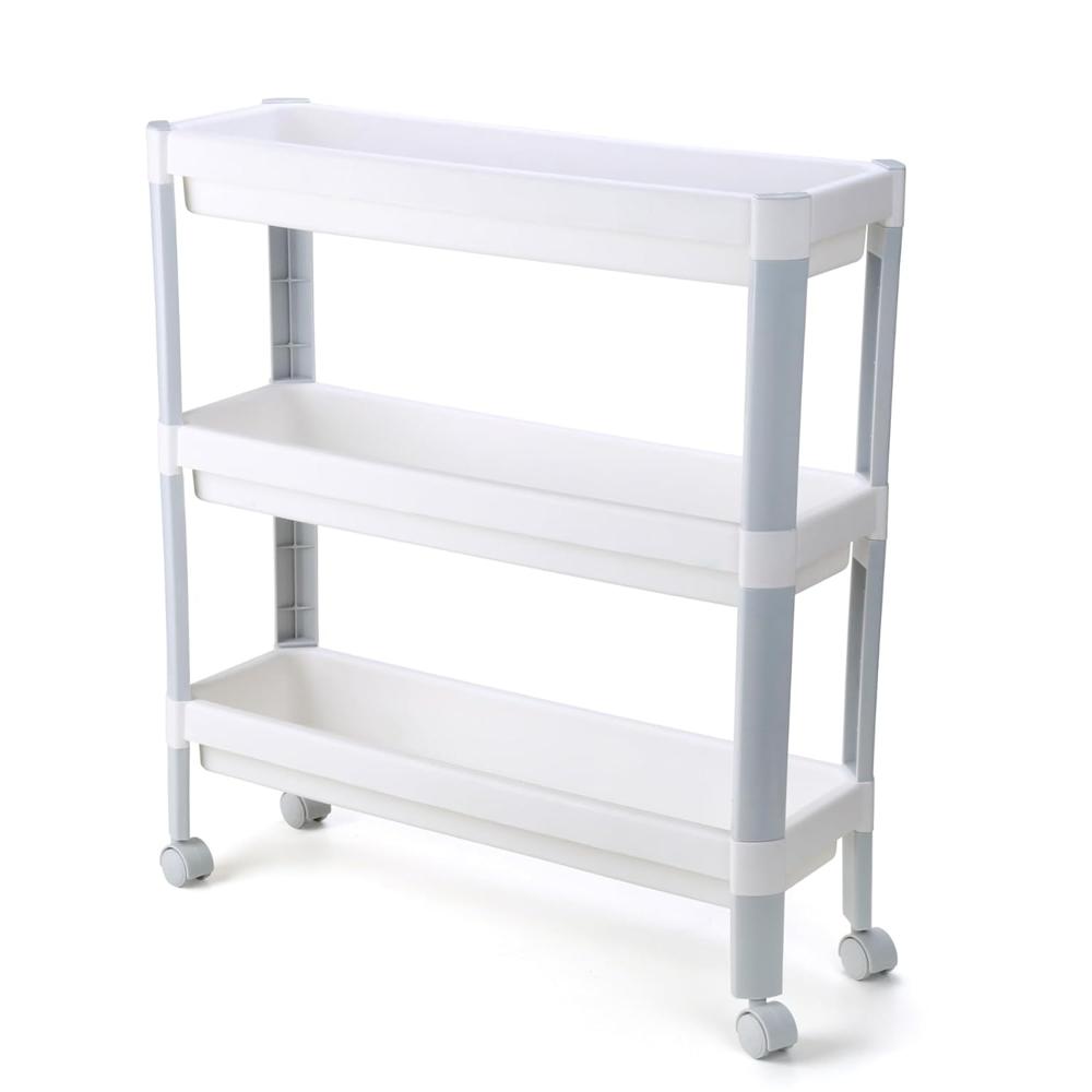 Nayasa Slim Trolley 3 Layers | Kitchen Organizer | Multipurpose | Pantry Storage Organizer | Bathroom Storage | Trolley with Wheels | White