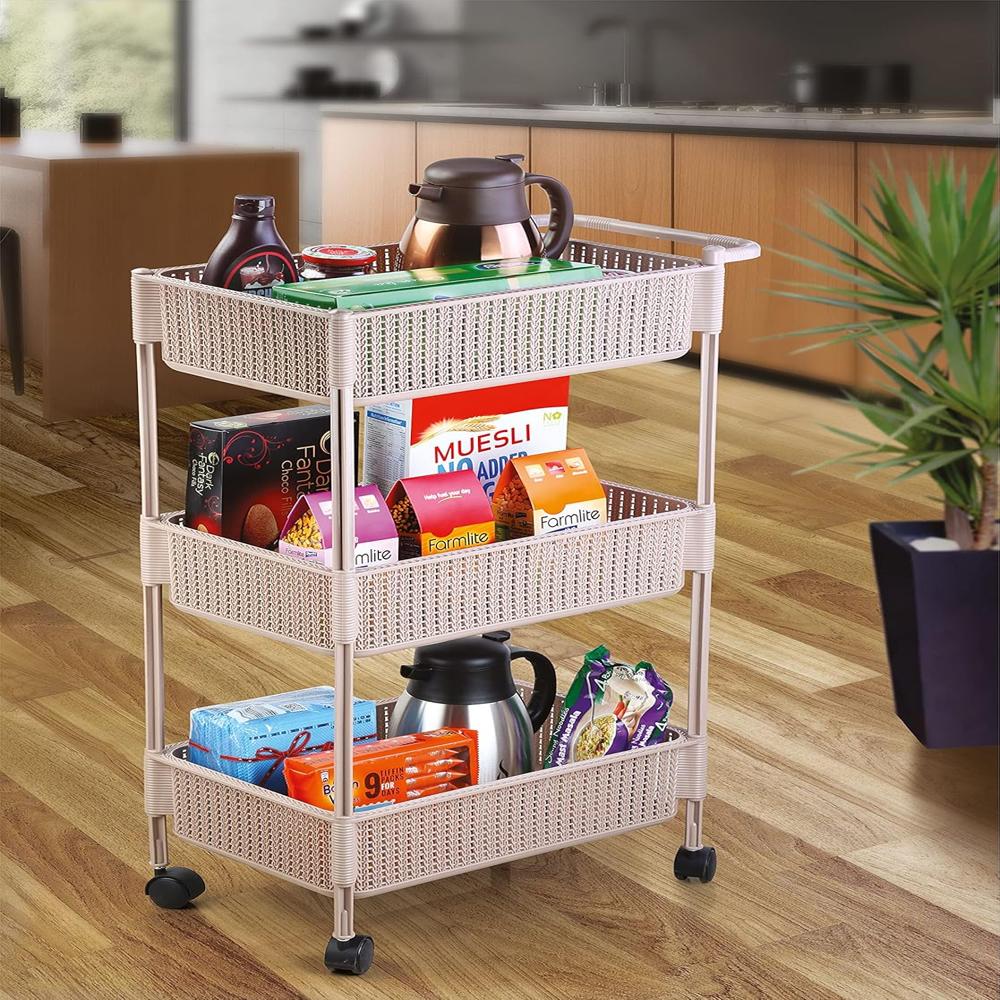 Nayasa Cupboard Stacker Set Of 4 | Multipurpose Plastic Foldable & Stackable Storage Organizer | Durable Space-Saving Solution For Home, Office, Bathroom & Kitchen | White - Handle Type: Na
