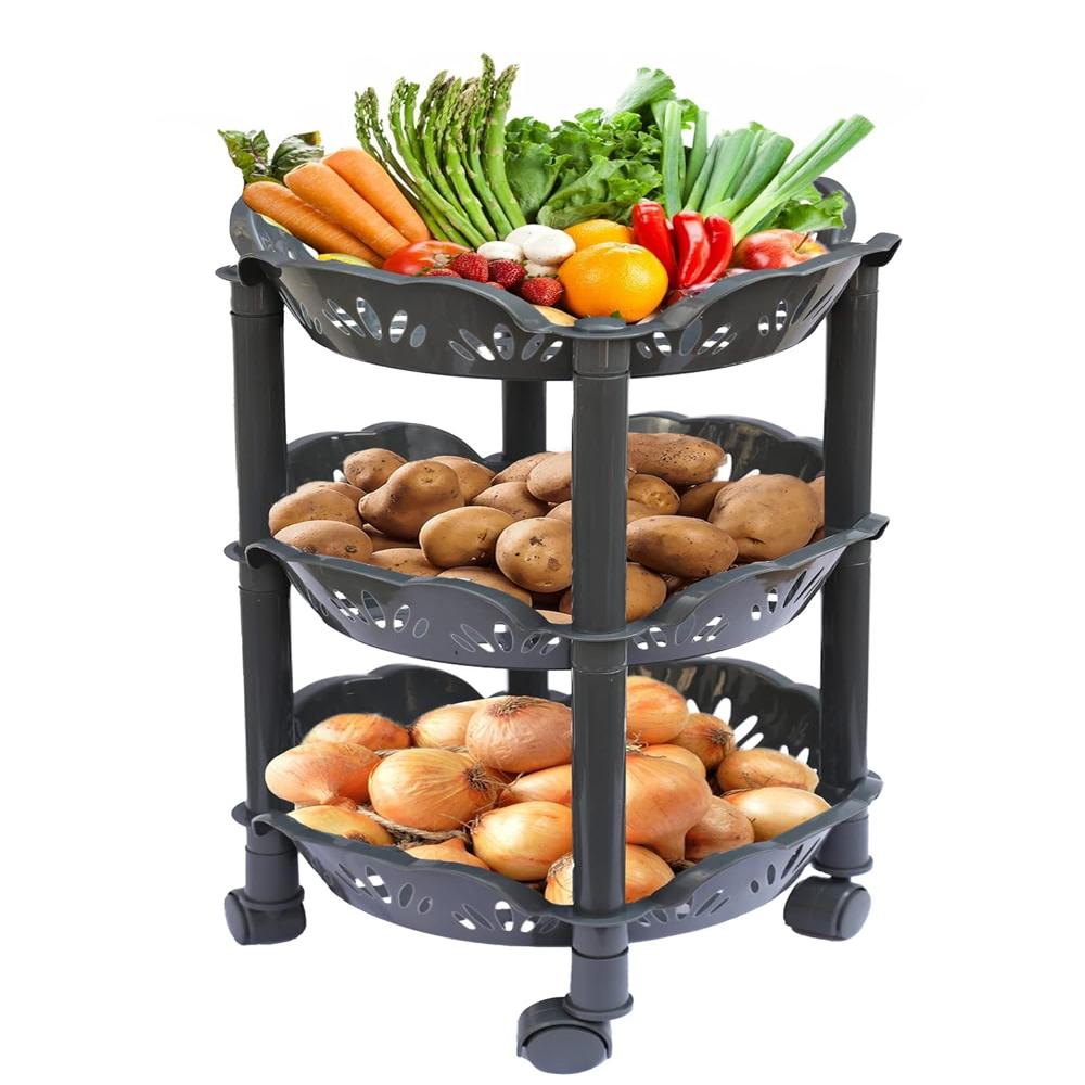 Nayasa Molly Trolley Kitchen Multipurpose Rack With Wheel For Storage Potato Onian Vegitable Jar - Color: Multicolor