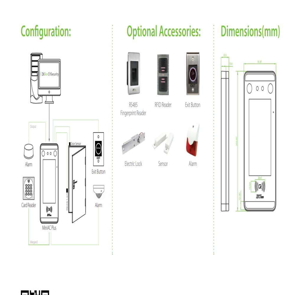 Zkteco Miniac Plus - Data Capacity: 3